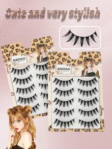 5 Pairs Doll Style Natural False Eyelashes - Transparent Stem Cartoon Eyelashes, Fairy Tale Design, Suitable For Cosplay - Reusable - Black - View 5