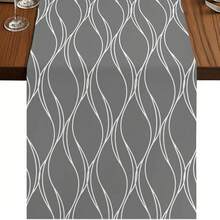 1pc Modern Art Gray Geometric Table Runner, Long Wave Line Geometric Abstract Pattern Coffee Table Dresser Kitchen Dining Table Decor, Suitable For Indoor Outdoor Home Party Holiday - Multicolor - View 13