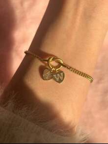 Vòng tay nút thắt tình yêu khắc tên/chữ cái tùy chỉnh, charm chữ đính đá Cubic Zirconia tinh tế, vòng tay dây xích tối giản, quà tặng sinh nhật/Valentine cho cô ấy - Nhiều màu - Xem 5