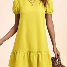 Women Long Dresses - Yellow - View 9