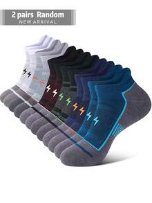 2/5/10 Pairs Men's Running Sports Ankle Socks, Mesh Breathable Moisture Wicking - Multicolor - View 10