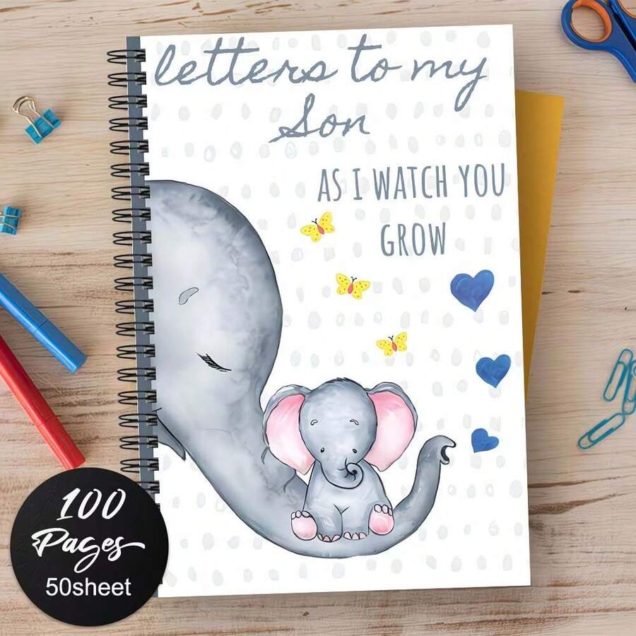 Spiral Bound Elephant Notebook With Cute Elephant And Pattern Decor, Suitable For Office And School Use, A Thoughtful Gift For Colleagues And Friends - C - View 1
