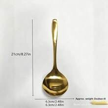 2/4pcs 304 Stainless Steel Gold Soup Ladle, Large Thickened Long Handle Deep Soup Spoon, Popular Rice Spoon For Home Use - Multicolor - View 11