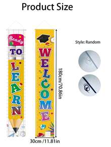 2pcs Back To School Decoration Party Banner Set, Welcome Back To School, Prepare To Learn, Porch Sign Set, Back To School Decor, Window & Door Decor, Birthday Party Decoration - Multicolor - View 6