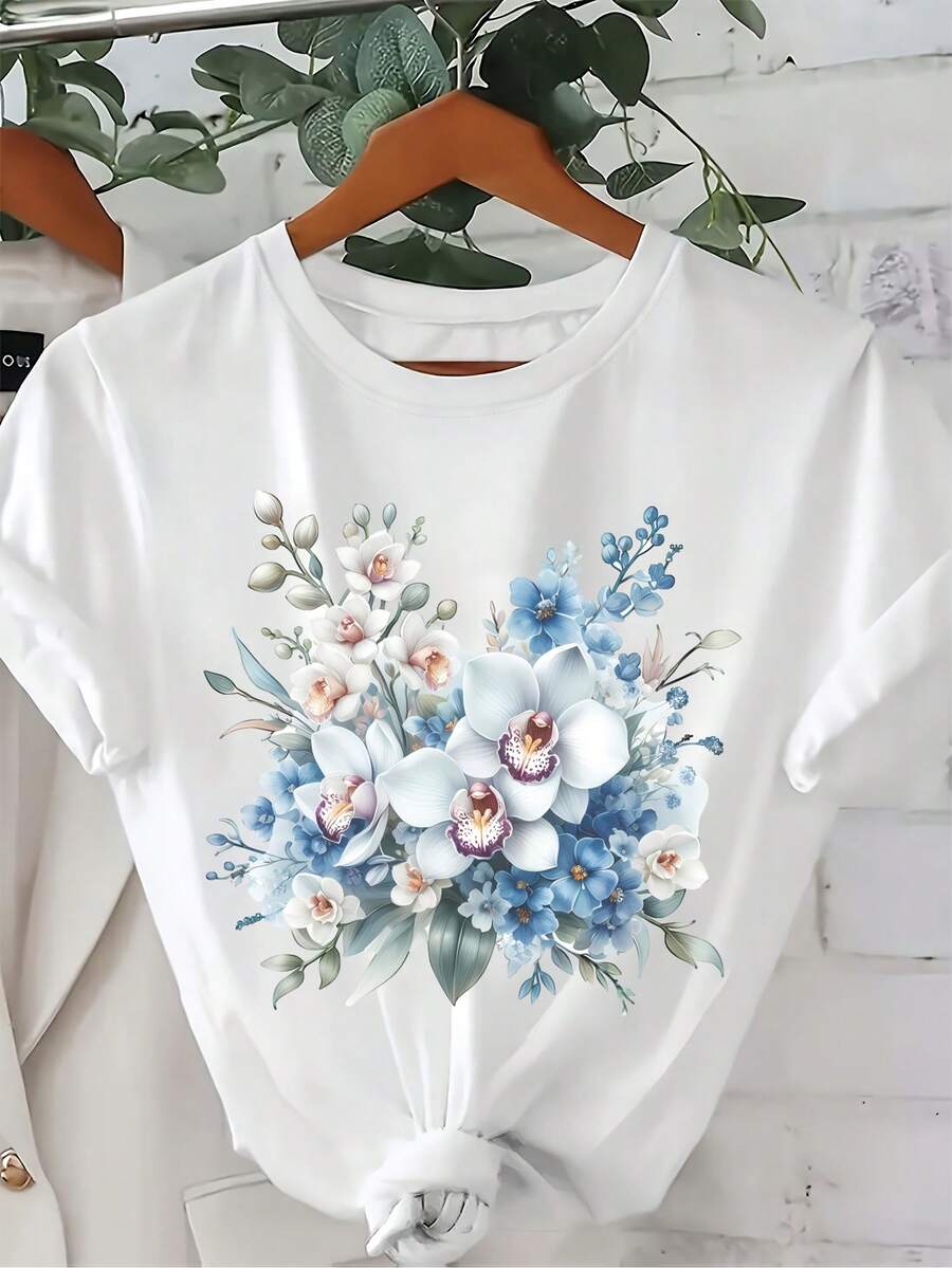 Women's T-Shirt For Spring And Summer - 白色 - 查看 1