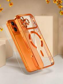 Luxury Plated Transparent Magnetic Wireless Charging Soft Phone Case, Compatible With IPhone 17 16 15 14 13 12 11 Pro Max Plus Air, Anti-Fall Anti-Shock Protective Case With Lens Cover - Silver - View 9
