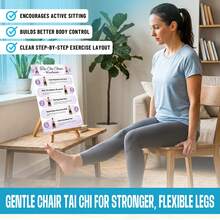 Tai Chi Chair Practice Guide, Instructional Aerial Yoga Style Poster, Includes Chest, Back, Leg And Core Workout Plan | Bodyweight Exercises For Women And Beginners, Easy To Read Home Gym Decor Fitness Wall Art - Multicolor - View 5