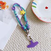 1 Set Cartoon Handmade Woven Mini Star Lanyard With Phone Clip, Adjustable Crossbody Strap, Key Holder & Card Pouch, For Children - Multicolor - View 3