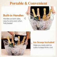 2pcs Clear Acrylic Ice Bucket For Parties, Double Wine Bottle Chiller Tub, Large Capacity Beverage Cooler For Champagne, Beer, Drinks, Transparent Plastic Ice Tub For Weddings, Bar, Home, Outdoor Gatherings - View 4