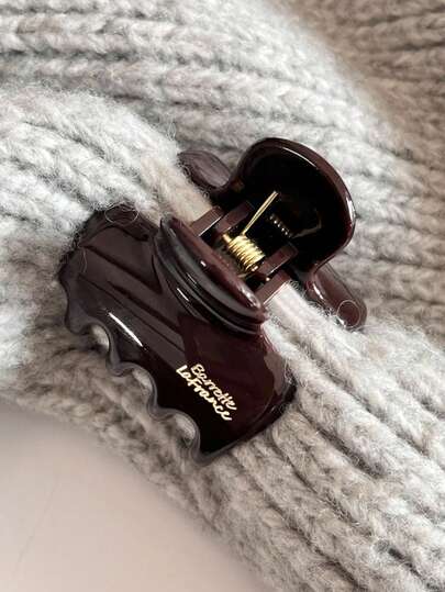 1pc 4.8cm/1.89in White Chocolate Brown Plastic Hair Claw Clip, Fashionable Versatile Elegant Minimalist Solid Color Hair Accessory Suitable For Daily, Casual, Party, Commute, Beach, Bun, Ponytail, Washing Face, Makeup, Outfit Matching