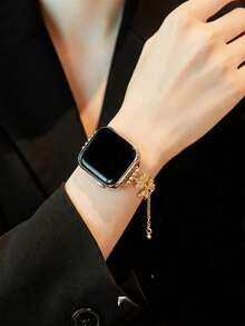 Dây đeo đồng hồ đá tự nhiên cao cấp mới tương thích với Apple Watch 38/40/41/42/44/45/46/49mm, phù hợp cho Ultra/SE 2/SE 1/Series 11/10/9/8/7/6/5/4/3/2/1 - Hoa vàng và trắng - Xem 4