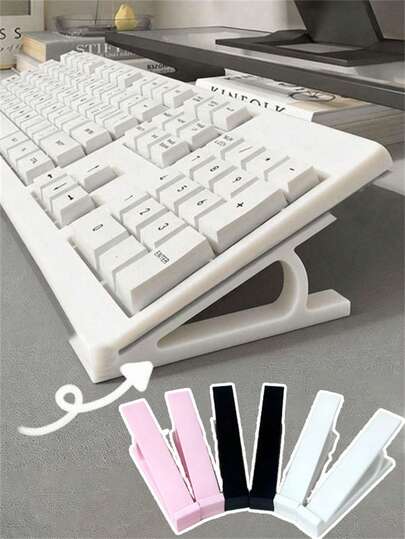 4/2pcs Keyboard Tilt Riser, No-Installation Keyboard Tilt Stand, Ergonomic Keyboard Lift Riser, Comfortable Keyboard Lift Pad, Relieve Wrist Fatigue, Facilitate Typing, Suitable For Computer Office, Home Office Supplies, Computer Gaming Accessories