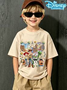 The Boys' Casual And Fashionable Short-Sleeved T-Shirts Feature The Character Buzz Lightyear From Disney's "Toy Story" And Are Suitable For Daily Wear - 杏色 - 查看 2