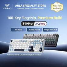 AULA F99Pro 机械键盘,三种连接模式(无线、蓝牙),密封结构,支持热插拔键帽,适用于游戏和办公,RGB 背光,配备 8000mAh 大容量电池 - 查看 3