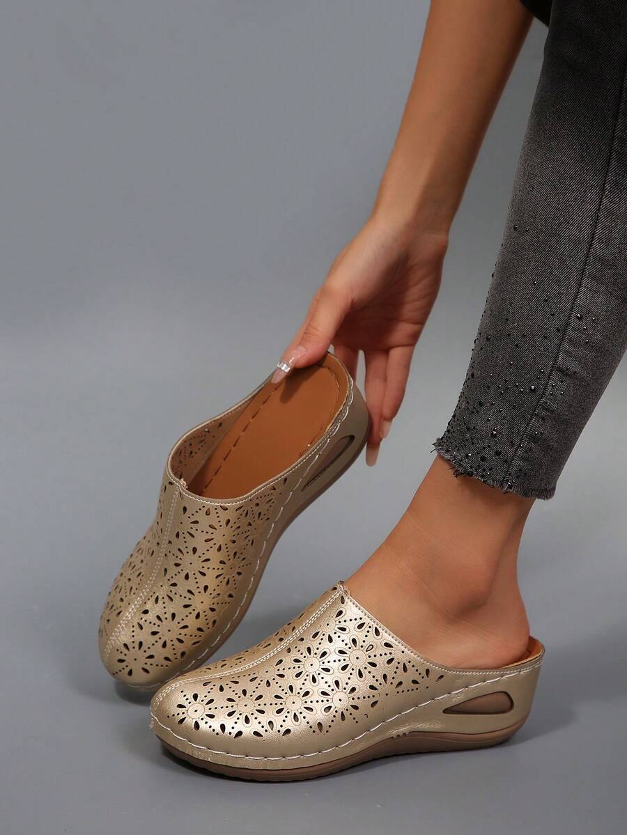 Hollow Out Wedge Sandals, Comfortable To Wear, Suitable For Long-Term Wear Such As Work And Shopping