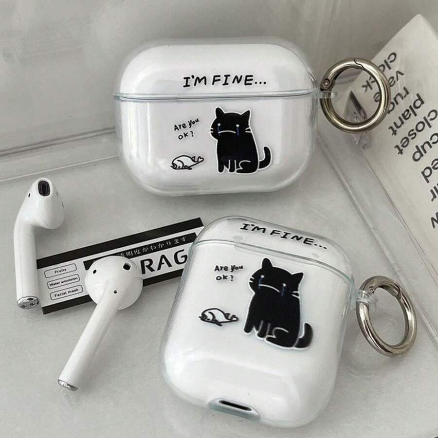 1 Peça Capa de Fone de Ouvido Bluetooth com Tema de Gato Fofo e Minimalista, Compatível com Apple Pro/Pro2, Compatível com Apple 1/2/3/4/Pro3 - Multicolorido - Visão 1