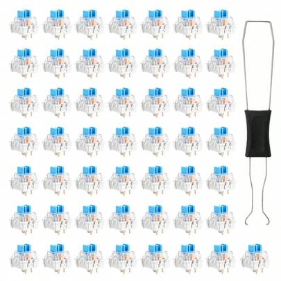 50pcs Mechanical Keyboard Switches, 3-Pin Blue/Black/Red/Brown Clicky Switches With Switch Puller, Suitable For MX-Style Mechanical Keyboards, Tactile Switches For Gaming Keyboard Key Replacement, Stress Relief Toy