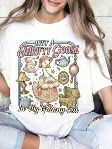 Summer T-Shirt 2026, Artsadd Summer Clothes, I Prefer To Buy Secondhand, Gift For Antique Lovers, Secondhand Aesthetic Graphic T-Shirt, Casual Style, Bique Gifts, Unisex Oversized Cotton Casual Crew Neck T-Shirt For Spring And Summer, Super Soft, Breathable - Perfect Gift For Mother's Day, Valentine's Day, Easter For Mom, Couples, Family And Friends. Loose And Comfortable Summer Clothes For Women. - 10-白色 - 查看 12