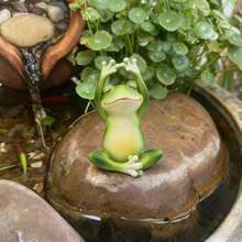 亮綠色樹脂青蛙裝飾擺件，可愛大眼睛青蛙花園裝飾，防水動物雕塑，適用於戶外庭院、草坪、陽台、家居裝飾 - RJ005 - 查看 1