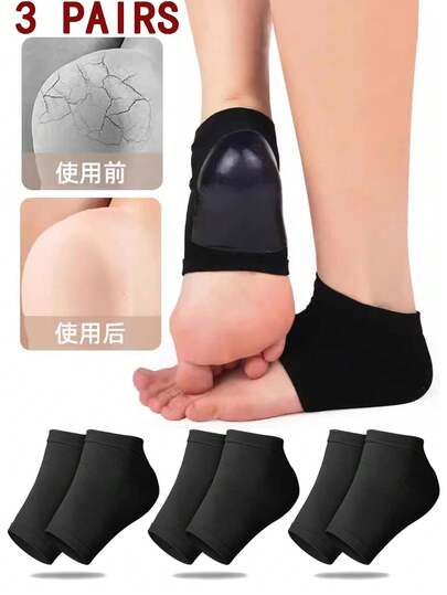 3 Pairs Silicone Moisturizing Socks, Unisex, All Seasons, For Dry Cracked Heels