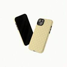 Una elegante funda para teléfono que no incluye cordón ni soporte. Funda para teléfono con lunares amarillos y blancos, un accesorio estético y atractivo compatible con 17, 16, 15, 14, 13, 12, 11 Pro. - Negro - Ver 7