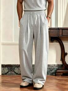 Men's All-Season Hip-Hop Style Loose Long Pants, Suitable For Daily Wear Sports - Light Grey - View 3