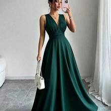 Women Midi Dresses - Dark Green - View 3