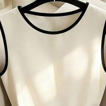 Vestido decorativo de bloque de color negro y blanco de diseño de nicho de alta gama francés, versátil y sexy para mujeres, vestido de fiesta elegante, atuendo de resort para mujeres, atuendo del Día de San Valentín para mujeres, vestido blanco y negro para mujeres, vestido de primavera/verano, atuendo de playa, vestido de bloque de color para mujeres - Blanco y Negro - Ver 6