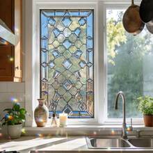 1/4pcs Exquisite Diamond Patterned Stained Glass Window Film, Static Cling Privacy Film, Rainbow Effect, Suitable For Office, Restaurant, Living Room And Home Decor - Window Film - View 10