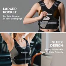 Adjustable Weiged Vest  Men And Women, 4-0lb/-20lb Vest Wit 6 Iron Weigs, Wit Reflective Stre,  Strengt Training, Running, Fitness, Wal - màu đen - Xem 3