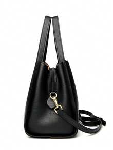 LANYIBAIGE Simple Women Bucket Shoulder Bags New Solid Color Handbags Retro Large Capacity Tote Bags Large Capacity Pu Leather Bags 2026 - Black - View 6