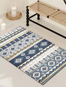 1 pieza Alfombra de gran tamaño estilo bohemio, nueva alfombra de interior lavable de falso lana, alfombra para sala de estar, alfombra para sofá, alfombra para dormitorio, alfombrilla antideslizante para mesita de noche, alfombra para piso de habitación, alfombra para comedor y cocina, almohadilla para silla de oficina, felpudo de entrada, manta de picnic al aire libre, esterilla para acampar - Multicolor-1 - Ver 14