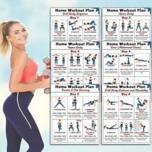 6-Day Fitness Challenge, Including Arms, Legs, Core, Glutes, Chest And Shoulders Exercises, 6 Posters Total. Ideal For Home Workout, Yoga, Dumbbell Training, Shaping And Weight Loss. An Excellent Fitness Guide And Gift - Multicolor - View 7
