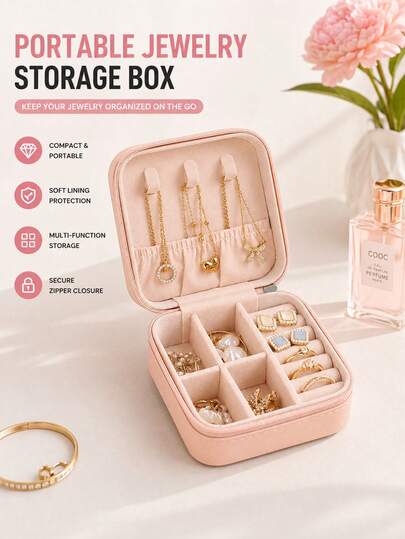 1 hộp đựng trang sức mini, hộp đựng trang sức du lịch có khóa kéo, hộp đựng bông tai, dây chuyền, nhẫn di động, chất liệu da, hộp đựng trang sức, quà tặng cho phụ nữ, bé gái, bạn gái, đồ dùng cần thiết khi đi học, túi đựng đồ đi biển mùa hè, túi đựng mỹ phẩm, hộp đựng mỹ phẩm, túi đựng đồ trang điểm, túi đựng đồ dùng học tập.