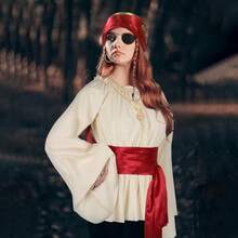 5pcs Pirate Costume Set - Soft Fabric All-Day Comfortable Outfit, Suitable For Stage Performance, Birthday Party And Cosplay - Multicolor - View 1