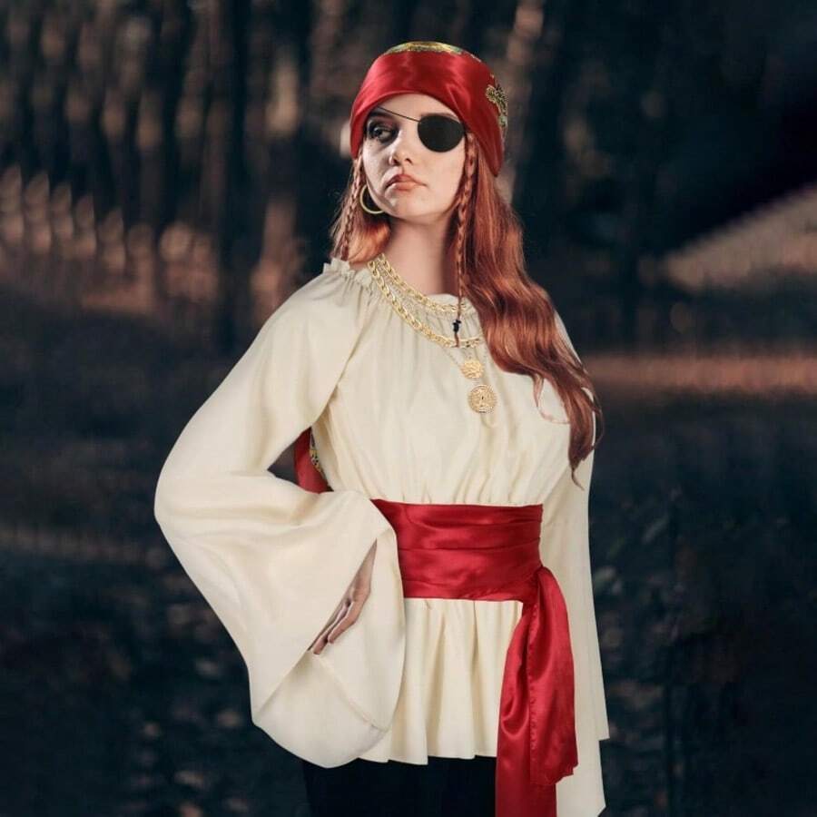 5pcs Pirate Costume Set - Soft Fabric All-Day Comfortable Outfit, Suitable For Stage Performance, Birthday Party And Cosplay - Multicolor - View 1