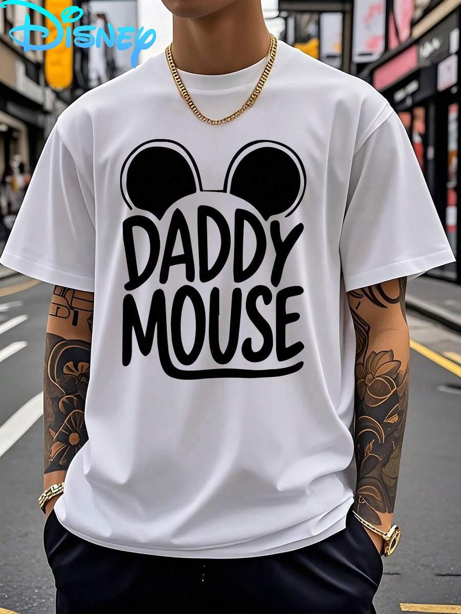 Disney Has Licensed A Men'S T-Shirt Featuring The DADDY MOUSE Design From Mickey Mouse. This Short-Sleeve, Round-Neck T-Shirt Is Casual And Comfortable, Breathable And Lightweight, Perfect For Sports And Leisure. It Has A Loose FitUnisex, Couple Shirts, Excellent Gifts.Unisex, Couple Shirts, Excellent Gifts. - trắng - Xem 1