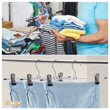 20/10pcs 360 Degree Rotatable Adjustable Non-Slip Metal Pant Hanger With Clips, Metal Jeans/Shorts Hanger, Closet Storage Rack To Save Space, Suitable For Balcony, Bedroom, Dorm, Back To School Dorm Storage - Multicolor - View 8