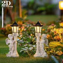 2D Flat Angel Lamp Post Acrylic Sculpture - With Lighting Effect, No Electricity Needed, Lightweight Outdoor/Indoor Decor, Cute Yard Decoration, Outdoor Garden And Planter Ornament - 2-piece Set - View 5