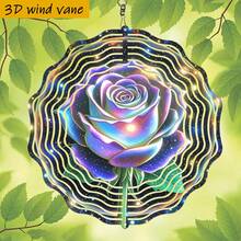 1个3D立体“星空下盛开的璀璨玫瑰”风车挂件,尺寸10英寸*10英寸,带旋转挂钩,可360°旋转,无需电池,动态家居花园装饰(不含吊坠),款式随机。 - A - 查看 10