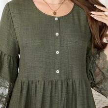 guangzhougaolangshangmao Lacomfia Vestido de línea A con parches de encaje floral vintage para mujer de talla grande - Verde - Ver 7