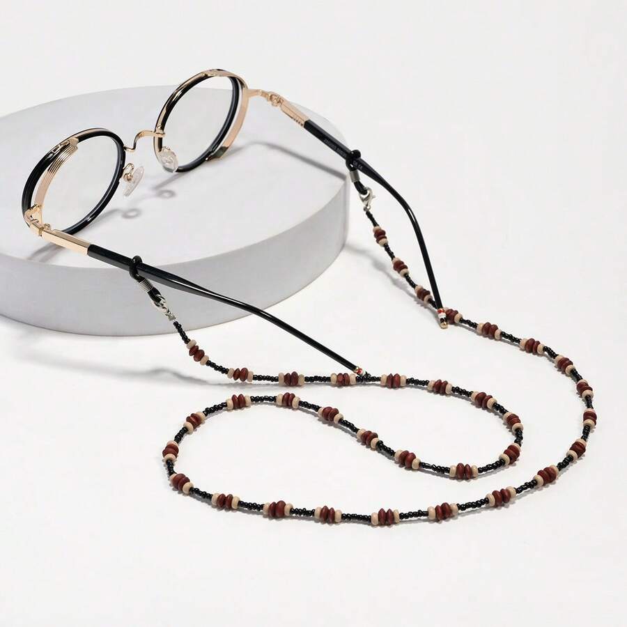 1 chiếc dây đeo kính/khẩu trang chống thất lạc thủ công kiểu retro bằng hạt acrylic, đa năng, phù hợp cho cả kính đọc sách và kính thời trang. - Nhiều màu - Xem 1