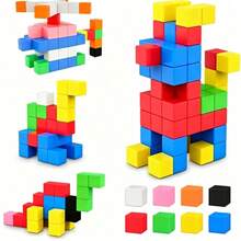 35/70pcs Colorful Magnetic Building Blocks Set, Robot Stacking Game, SMLE Toys For Kids, Educational Gift, Fun Magnetic Tiles Design Suitable For 3+ (Random Color) - Multicolor - View 7