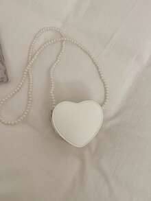 1pc Ramadan Mini Solid Glossy Pearl Handbag, Valentine's Day Gift Shoulder Crossbody Bag - White - View 7
