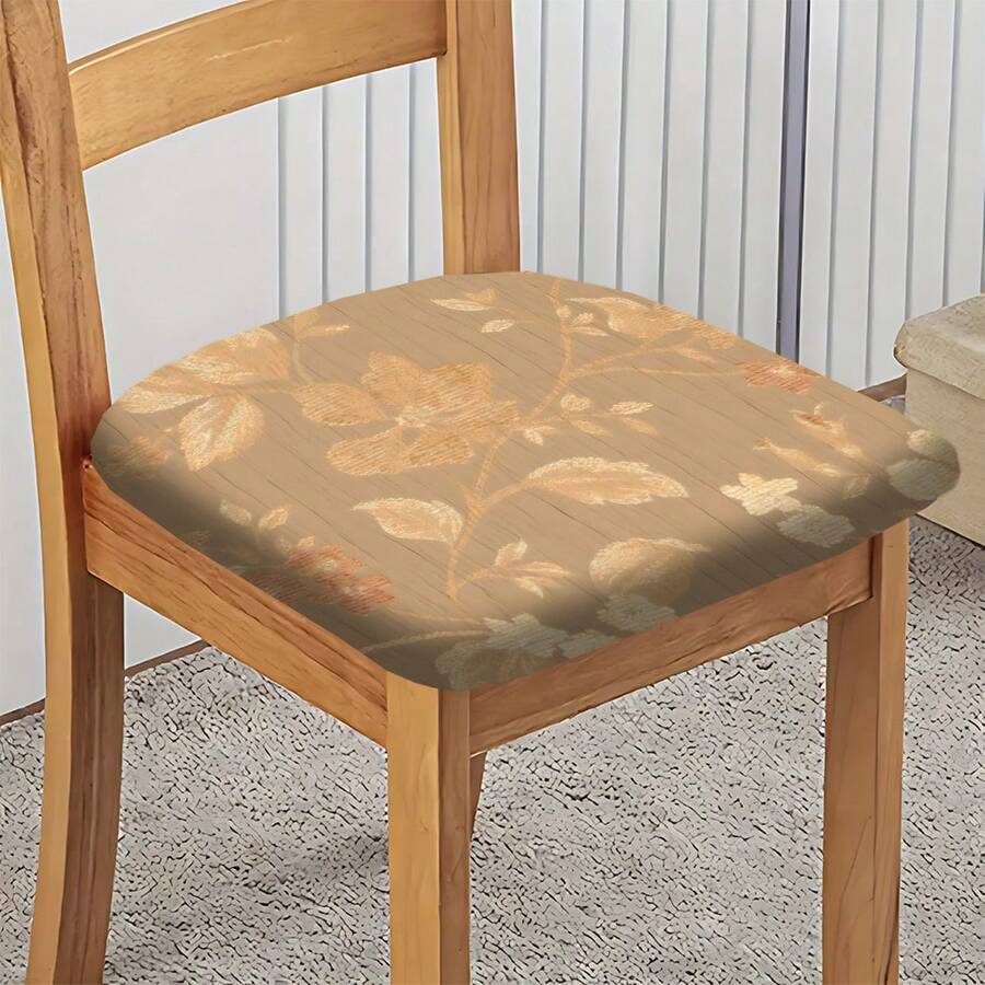 2/4/6pcs Plant Pattern Printed Stretch Seat Cushion Covers, Suitable For Home Decor, Living Room, Dining Room, Garden, Hotel, Party Events, Washable Polyester Material, Chair Seat Pad Covers - Multicolor - View 1