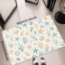 1pc Ocean Pattern Kitchen Floor Mat, Polyester Drainage Mat, Doormat, Floor Mat, Suitable For Kitchen, Living Room, Entrance, Balcony, Home Decor, Anti-Pollution, Coffee Shop, Bar, Holiday, Party, Bedroom, Pet Mat, Bathroom Decor, Summer Ocean Theme - Multicolor - View 12