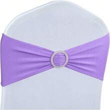 5/10/20pcs Stretch Chair Covers With Buckle Sliders, Universal Elastic Chair Bands For Wedding Party Celebration (Purple) - View 6