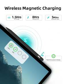 第二代苹果磁吸无线充电触控笔，含充电线，兼容 iPad A16/10/9/8/7/6、iPad mini 7/6/5、iPad Air 5/4/3、iPad Air 11 英寸 M3/M2、iPad Air 13 英寸 M3/M2、iPad Pro 11 英寸 M5/M4/4/3/2/1、iPad Pro 12.9 英寸 6/5/4/3、iPad Pro 13 英寸 M5/M4，90mAh，黑色 - 黑色 - 查看 6