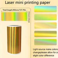1/2 Roll 57mm X 3.5m Continuous Colored Self-Adhesive Thermal Printing Paper, Holographic Laser Thermal Label Paper Suitable For Mini Meow Machine/Ailibear Color Wrong Question Printing Sticker Paper Roll, Self-Adhesive Label Photo Paper - 57mm Printing Paper - View 17