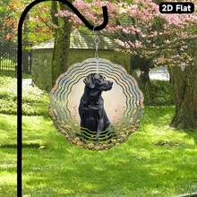 1件金屬風鈴－黑色拉布拉多犬配粉色花卉裝飾，室內/室外懸掛裝飾－無需電池，適合狗愛好者、母親節、父親節、生日、花園、居家或庭院裝飾的完美禮物－拉布拉多飼主的優雅紀念品，花園裝飾品，適合自然愛好者的寧靜設計，2D平面風格（不含吊繩），隨機發貨 - A - 查看 9
